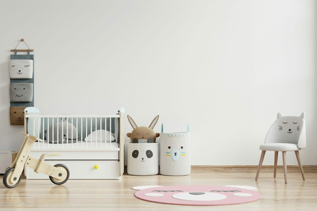 mockup-wall-in-the-children-s-room-on-wall-white-colors-background-3d-rendering