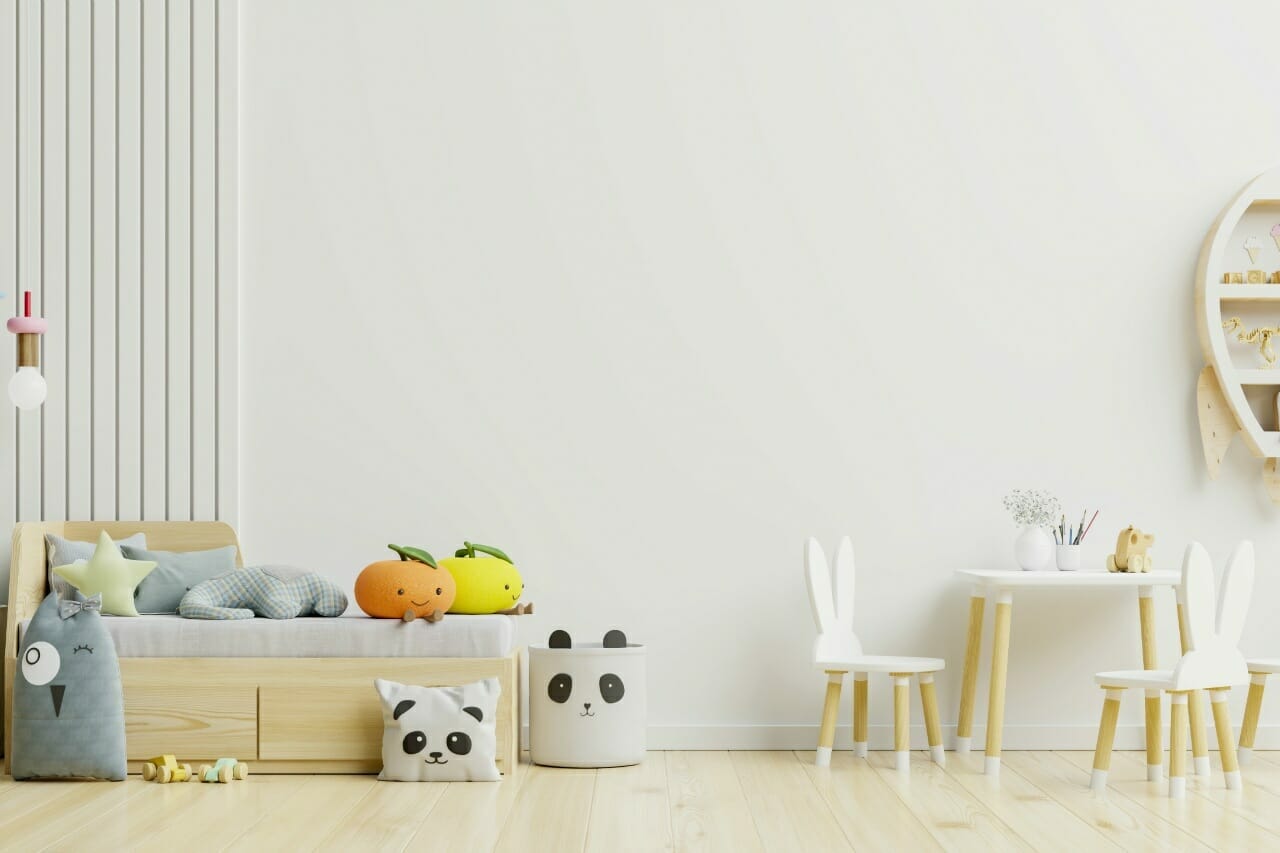mockup-wall-children-s-room-with-chair-set-wall-white-colors-background-3d-rendering
